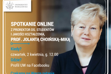 Spotkanie online z panią prorektor, prof. J. Choińską-Miką