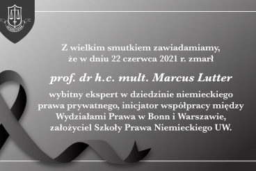 Odszedł prof. dr h.c. mult. Marcus Lutter